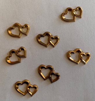 Doppelherzen gold patiniert (Vintage-Style)